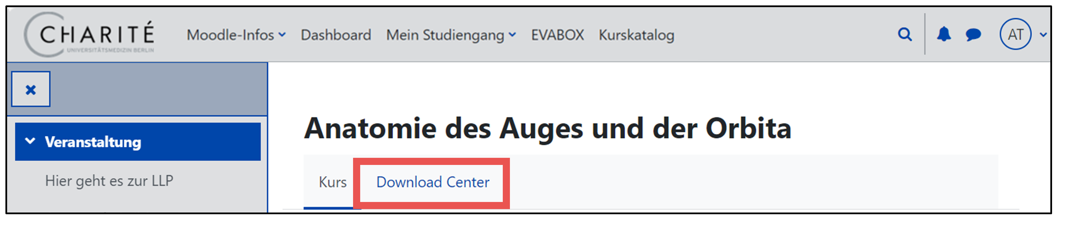 Das Bild zeigt eine Veranstaltung. Hier ist „Download Center“ markiert.